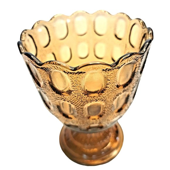 Vintage E O BRODY Co Brown Thumbprint Footed Compote 1980's #4200 Cleveland OH - Picture 2 of 6